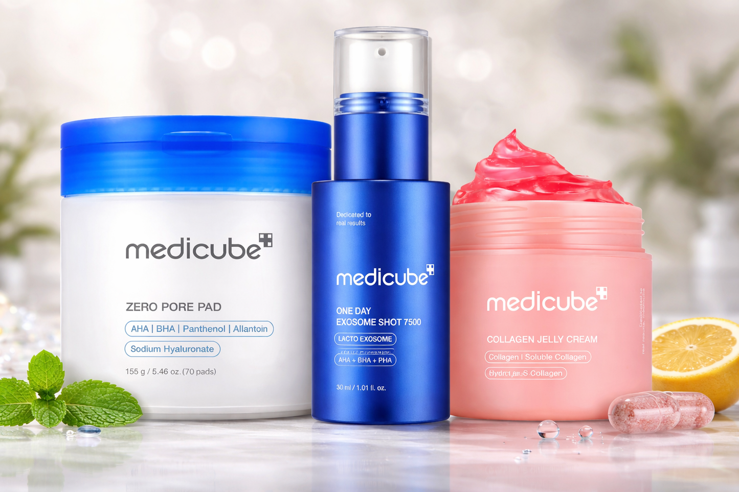 3-Step Pore & Texture Care Set (Save More): Zero Pore Pads 2.0, Exosome Shot 7,500 PPM Serum & Collagen Jelly Cream (50ml)