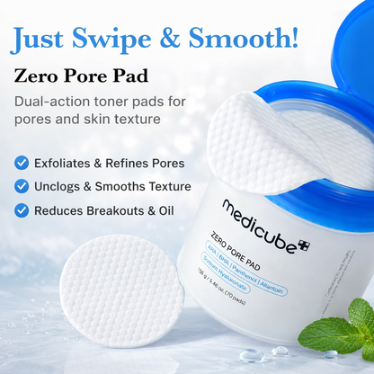 3-Step Pore & Texture Care Set (Save More): Zero Pore Pads 2.0, Exosome Shot 7,500 PPM Serum & Collagen Jelly Cream (50ml)